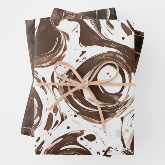 Romige Bruine Chocolade Wervelt Verjaardag Inpakpapier Vel (In situ)