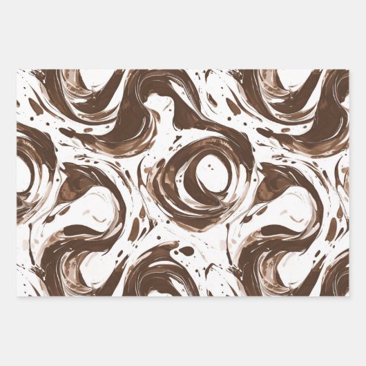 Romige Bruine Chocolade Wervelt Verjaardag Inpakpapier Vel (Voorkant)