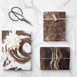 Romige Bruine Chocolade Wervelt Verjaardag Inpakpapier Vel