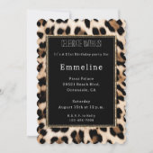 Romige bruine zwarte luipaard gouden glitter kaart (Voorkant)