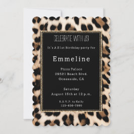 Romige bruine zwarte luipaard gouden glitter kaart