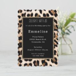 Romige bruine zwarte luipaard gouden glitter kaart