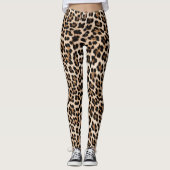 Romige bruine zwarte luipaard leggings (Voorkant)