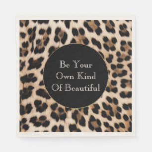 Romige bruine zwarte luipaard print servet