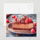 Romige cheesecake doordrenkt met decadente chocola feestdagenkaart (Voorkant / Achterkant)