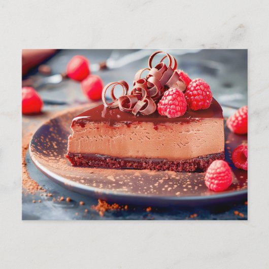 Romige cheesecake doordrenkt met decadente chocola feestdagenkaart (Voorkant)