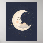 Romige Crescent Moon Nursery Art Poster (Voorkant)