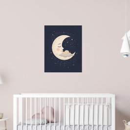 Romige Crescent Moon Nursery Art Poster