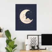 Romige Crescent Moon Nursery Art Poster (Thuiskantoor)