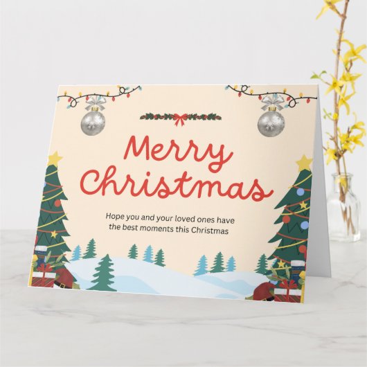 Romige Elegantie Illustratief Vrolijk Kerstmis Gro Kaart (Gele Bloem)