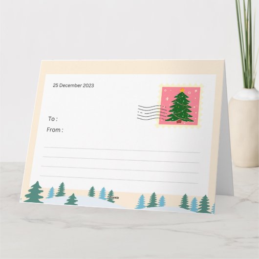 Romige Elegantie Illustratief Vrolijk Kerstmis Gro Kaart (Achterkant)