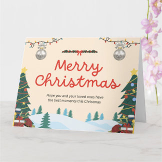 Romige Elegantie Illustratief Vrolijk Kerstmis Gro Kaart