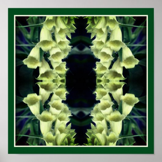 Romige Foxglove Flowers Mirror Abstract Poster (Voorkant)