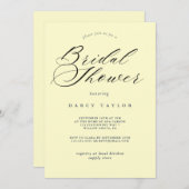 Romige Gele Bruids Douche Uitnodiging (Voorkant / Achterkant)