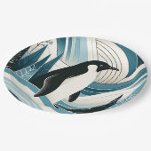 Romige hemelsblauwe pinguïn in het ijswinterbos papieren bordje (Gekanteld)