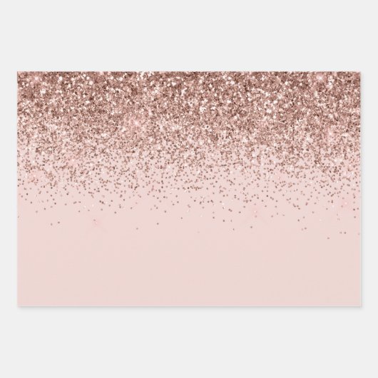 Romige Mauve Roos Gouden Glitter Sparkle Inpakpapier Vel (Voorkant 3)