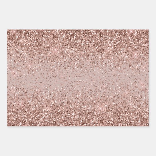 Romige Mauve Roos Gouden Glitter Sparkle Inpakpapier Vel (Voorkant 2)