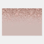 Romige Mauve Roos Gouden Glitter Sparkle Inpakpapier Vel (Voorkant)