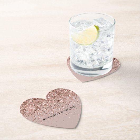 Romige Mauve Roos Gouden Glitter Sparkle Kartonnen Onderzetters (Insitu)