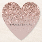 Romige Mauve Roos Gouden Glitter Sparkle Kartonnen Onderzetters (Voorkant)