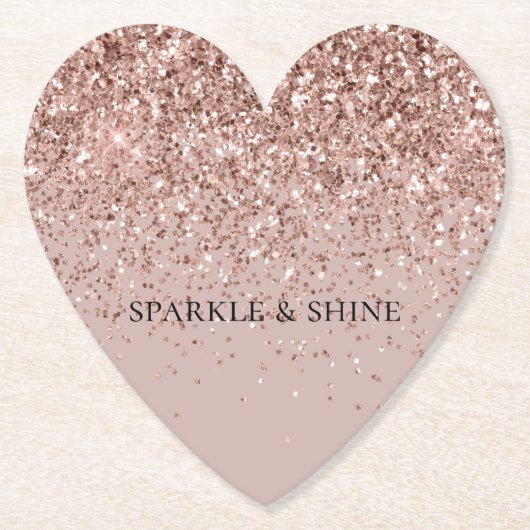 Romige Mauve Roos Gouden Glitter Sparkle Kartonnen Onderzetters (Voorkant)