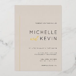 Romige Neutrals Goud Detail Bruiloft Folie Uitnodiging