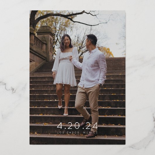 Romige Neutrals Goud Detail Bruiloft Folie Uitnodiging (Achterkant)