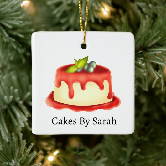 Romige Panna Cotta Keramisch Ornament (Boom)