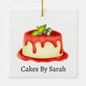 Romige Panna Cotta Keramisch Ornament (Achterkant)