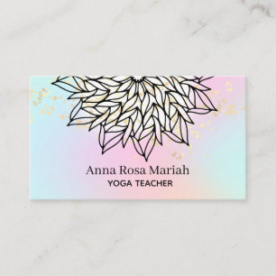 ** Romige Pastels Mandala Glitter Spirituele Yoga Visitekaartje