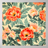 Romige  perzik bloesem Waterverf Poster (Voorkant)