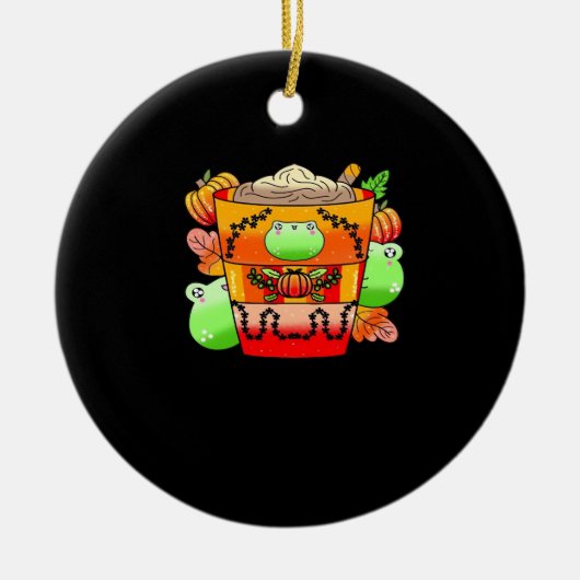 Romige pompoen specerij late seizoen keramisch ornament (Voorkant)