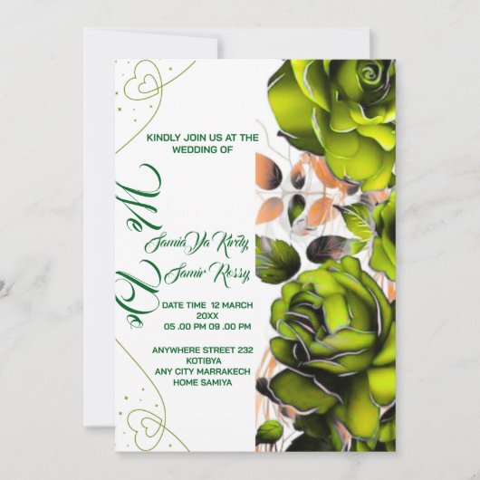 Romige Roos bruiloft uitnodiging Sjabloon | afdruk (Voorkant)