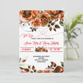 Romige Roos bruiloft uitnodiging Sjabloon | afdruk (Staand voorkant)