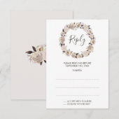 Romige Roos krans bruiloft antwoord Kaarten (Voorkant / Achterkant)