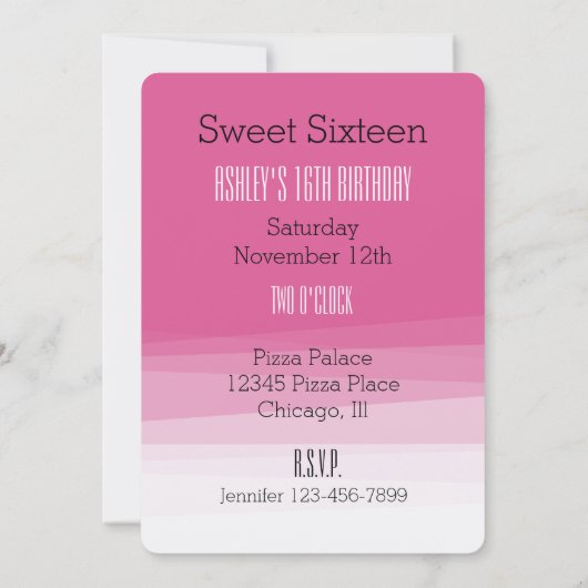 Romige Roze Ombre Waterverf Sweet Sixteen Kaart (Achterkant)