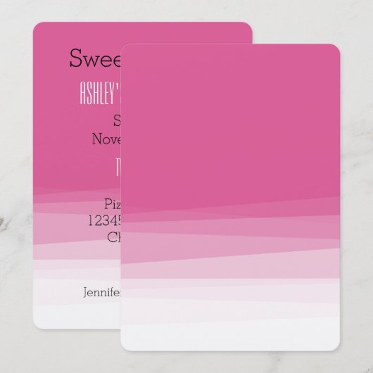 Romige Roze Ombre Waterverf Sweet Sixteen Kaart (Voorkant / Achterkant)