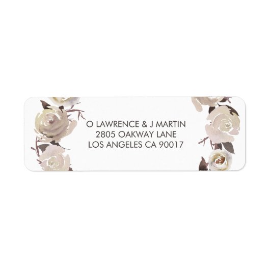 Romige Rozen Bloemen Etiket (Voorkant)