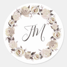 Romige Rozen Bloemenkrans Monogram Bruiloft