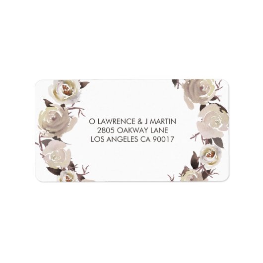 Romige Rozen krans bloemig Etiket (Voorkant)