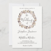 Romige Rozen krans bruiloft uitnodigingen (Voorkant)