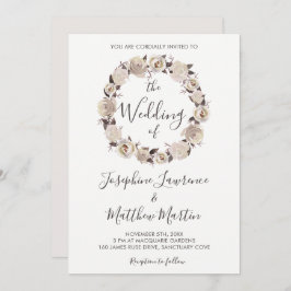 Romige Rozen krans bruiloft uitnodigingen