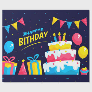 Romige verjaardagstaart inpakpapier