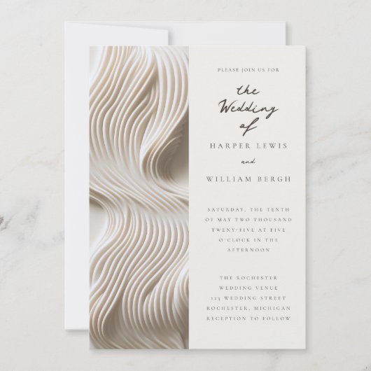 Romige vloeiende ivoren bruiloft kaart (Voorkant)