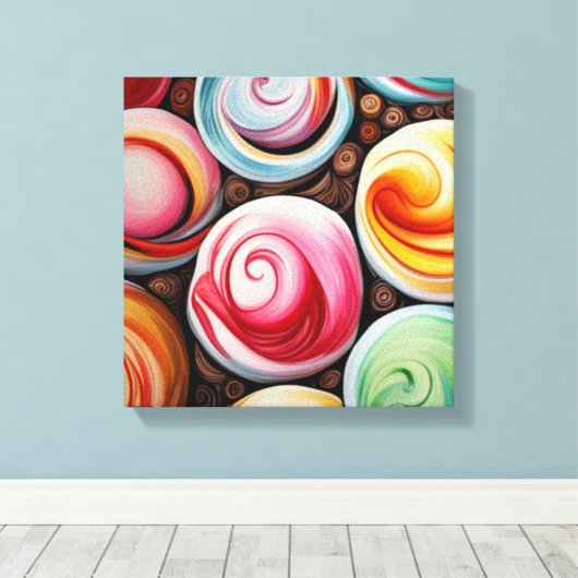 Romige wervelingen canvas afdruk (Insitu (Houten vloer))