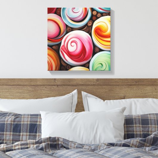 Romige wervelingen canvas afdruk (Insitu (Slaapkamer))