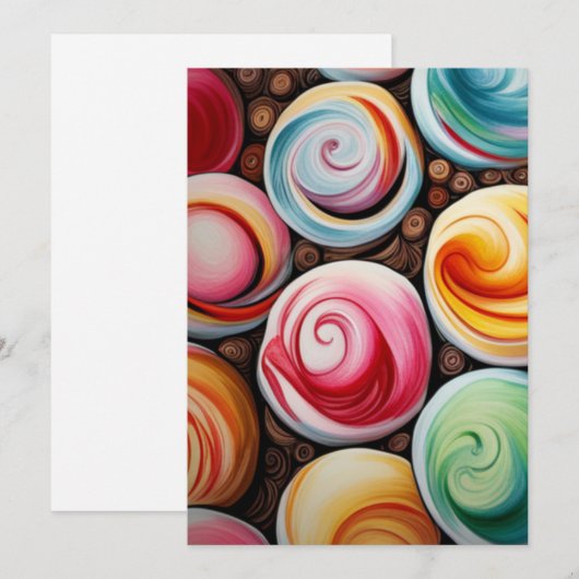 Romige wervelingen feestdagenkaart (Voorkant / Achterkant)