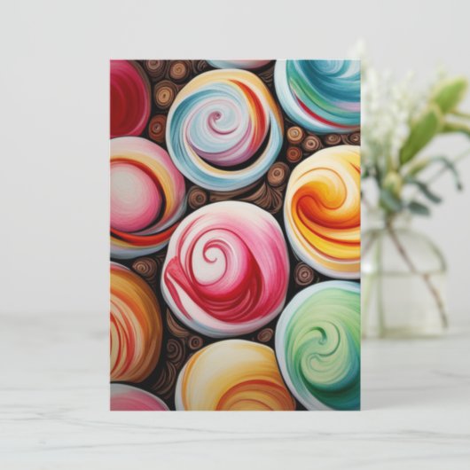 Romige wervelingen feestdagenkaart (Staand voorkant)