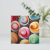 Romige wervelingen feestdagenkaart (Staand voorkant)