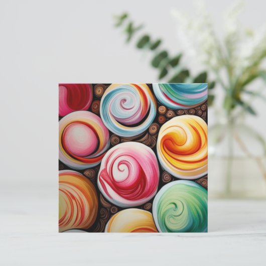 Romige wervelingen feestdagenkaart (Staand voorkant)